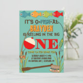 ザビッグワン魚釣りテーマボーイズファースト誕生日 招待状 (スタンド正面)