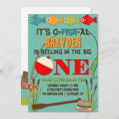 ザビッグワン魚釣りテーマボーイズファースト誕生日 招待状 (正面/裏面)