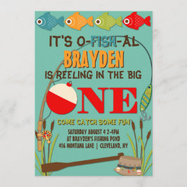 ザビッグワン魚釣りテーマボーイズファースト誕生日 招待状