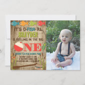 ザビッグワン魚釣りテーマボーイズファースト誕生日 招待状 (正面)