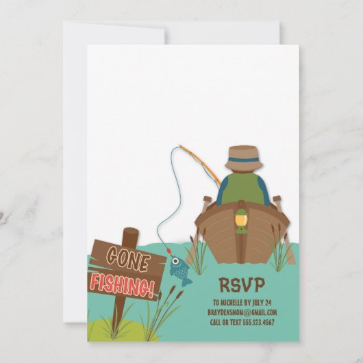 ザビッグワン魚釣りテーマボーイズファースト誕生日 招待状 (裏面)