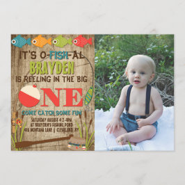 ザビッグワン魚釣りテーマボーイズファースト誕生日 招待状