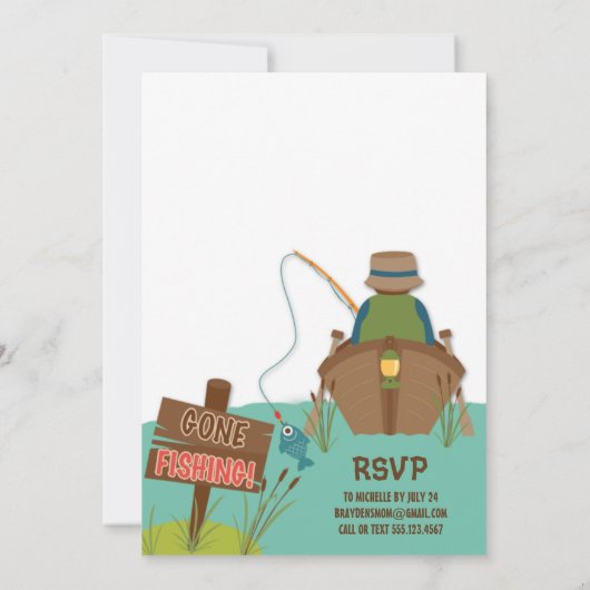 ザビッグワン魚釣りテーマボーイズファースト誕生日 招待状 (裏面)