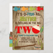 ザビッグ2魚釣りテーマボーイズファースト誕生日 招待状 (正面/裏面)