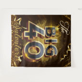 ザビッグ40ブラック&エレガント金ゴールド王室の誕生日 タペストリー (正面(横))