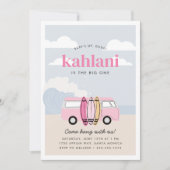 ザビッグ・ワン・ガールズ第1ビーチサーフ誕生日 招待状 (正面)