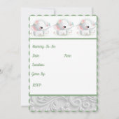 ザビューティフルホワイト男の赤ちゃんまたはガールゾウ 招待状 (裏面)