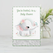 ザビューティフルホワイト男の赤ちゃんまたはガールゾウ 招待状 (スタンド正面)