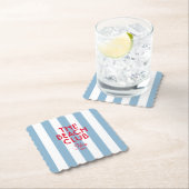 ザビーチクフランスのラッドブルーカバナストライプ ペーパーコースター (インサイチュ)