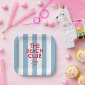 ザビーチクフランスのラッドブルーカバナストライプ ペーパープレート (パーティー)