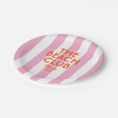 ザビーチクラブイビザピンクカバナストライプンラウンド ペーパープレート (アングル)