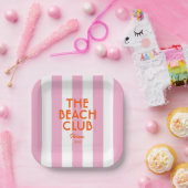 ザビーチクラブイビザピンクカバナストライプー ペーパープレート (パーティー)