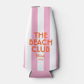 ザビーチクラブイビザピンクカバナストライプー ボトルクーラー (正面)