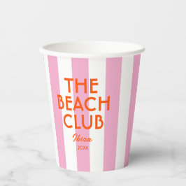 ザビーチクラブイビザピンクカバナストライプー 紙コップ