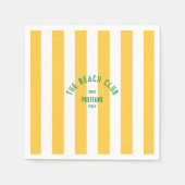 ザビーチクラブクレストイエローカバナストライプー スタンダードカクテルナプキン (正面)