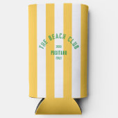 ザビーチクラブクレストイエローカバナストライプー スリム缶クーラー (正面)