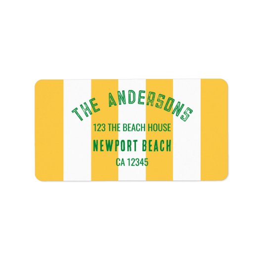 ザビーチクラブクレストイエローストライプ差出人住所 ラベル (正面)