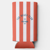 ザビーチクラブクレストオレンジレッドカバナストライプ スリム缶クーラー (裏面)