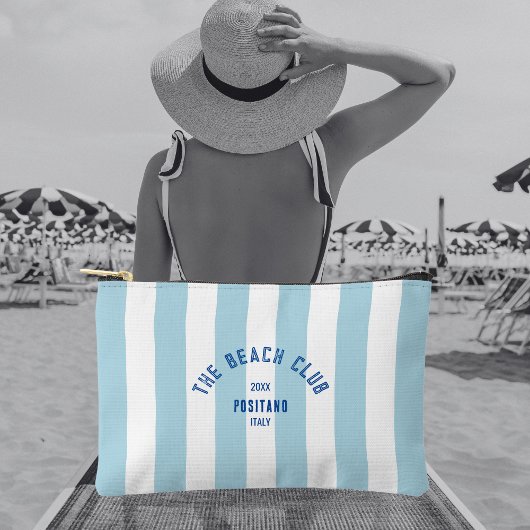 ザビーチクラブクレストブルーカバナストライプー アクセサリーポーチ