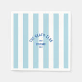 ザビーチクラブクレストブルーカバナストライプー スタンダードカクテルナプキン (正面)