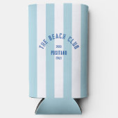 ザビーチクラブクレストブルーカバナストライプー スリム缶クーラー (正面)