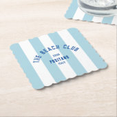 ザビーチクラブクレストブルーカバナストライプー ペーパーコースター (アングル)