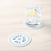 ザビーチクラブグリーンクレストブルーストライプ ラウンドペーパーコースター (インサイチュ)