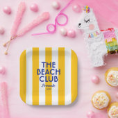 ザビーチクラブソレントイエローカバナストライプー ペーパープレート (パーティー)