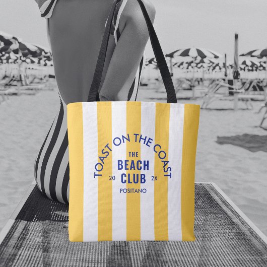 ザビーチクラブトーストオンザコーストイエローストライプ トートバッグ