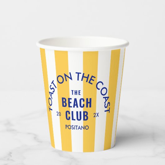 ザビーチクラブトーストオンザコーストイエローストライプ 紙コップ (裏面)