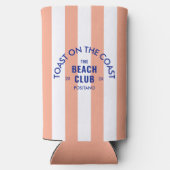 ザビーチクラブトーストオンザコーストピンクストライプ色 スリム缶クーラー (裏面)