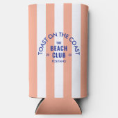 ザビーチクラブトーストオンザコーストピンクストライプ色 スリム缶クーラー (正面)
