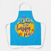 ザビーチマイハッピープレイス引用文海シーおもしろい エプロン (正面)