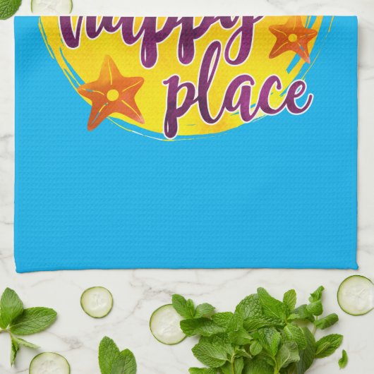 ザビーチマイハッピープレイス引用文海シーおもしろい キッチンタオル (折り畳み)