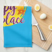 ザビーチマイハッピープレイス引用文海シーおもしろい キッチンタオル (四つ折り)