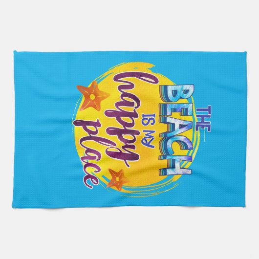 ザビーチマイハッピープレイス引用文海シーおもしろい キッチンタオル (横)