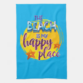 ザビーチマイハッピープレイス引用文海シーおもしろい キッチンタオル