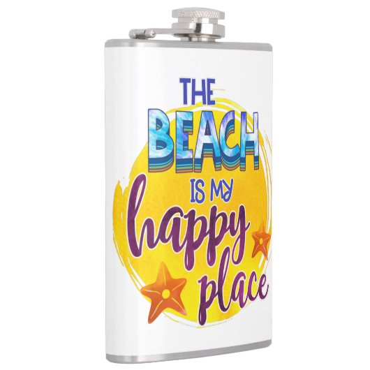 ザビーチマイハッピープレイス引用文海シーおもしろい フラスク (右)