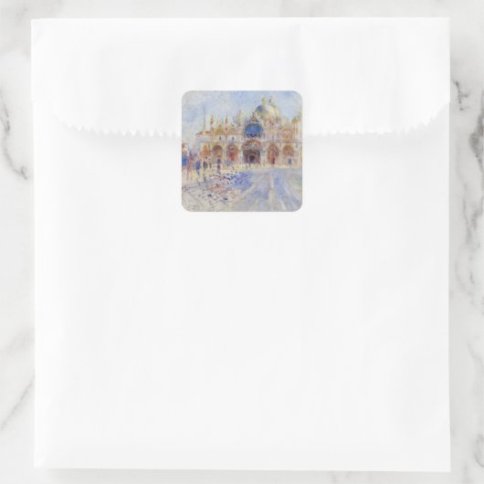 ザピアッツァサンマルコ，ヴェネツィア， 1881 (キャンバス上の油) スクエアシール (バッグ)