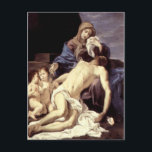 ザピエタキリストの悲嘆 – バシッコ ポストカード<br><div class="desc">キリストが十字架から取り除かれた後のピエタまたはキリストの哀悼の言葉。 通常は、四旬節と復活祭の季節に表示されます。 オリジナル油絵： Baciccio</div>