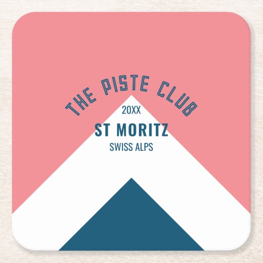 ザピステクラブピンクブルーカスタムウィンタースキーパーティー スクエアペーパーコースター (正面)