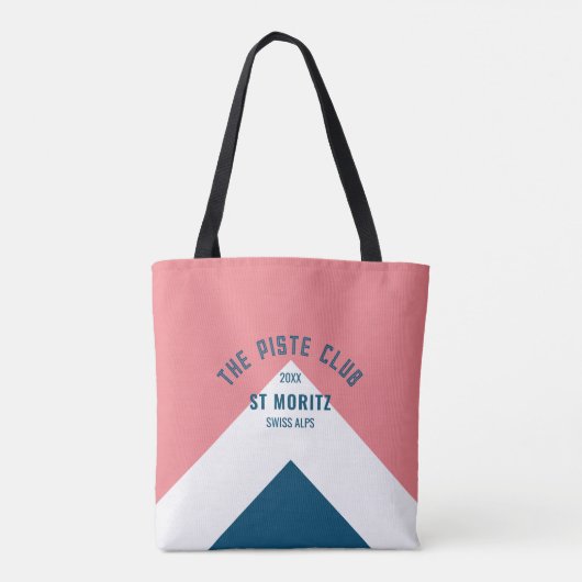 ザピステクラブピンクホワイトブルーピークカスタムスキー トートバッグ (裏面)