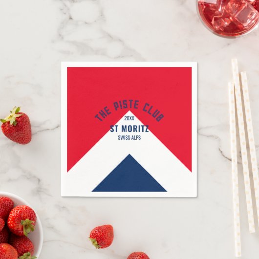 ザピステクラブレッドネイビーカスタムウィンタースキー スタンダードカクテルナプキン (インサイチュ)