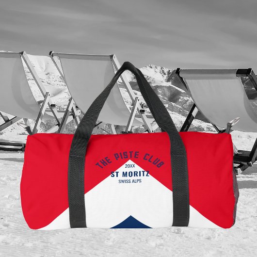 ザピステクラブレッドホワイトネイビーピークモノグラムスキー ダッフルバッグ