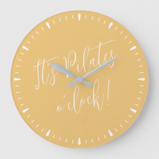 ザピラティスO'Clockおもしろいゴールデンイエローフィットネス ラージ壁時計 (正面)