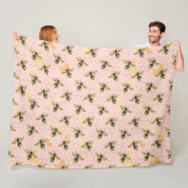 ザピンクと金ゴールドビー系デザイン1 フリースブランケット