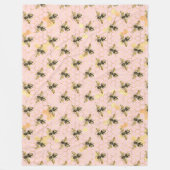 ザピンクと金ゴールドビー系デザイン1 フリースブランケット (正面)