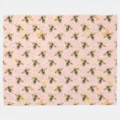 ザピンクと金ゴールドビー系デザイン1 フリースブランケット (正面(横))