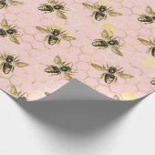 ザピンクと金ゴールドビー系デザイン1 ラッピングペーパー (角)