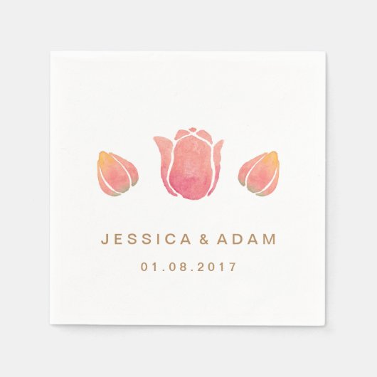 ザピンクのチューリップ結婚の紙のナプキン スタンダードカクテルナプキン (正面)